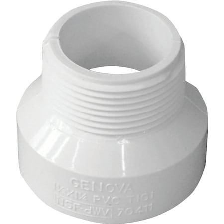 Genova IPEX Pipe Adapter, 112 x 114 in, MNPT x Hub, PVC, White, SCH 40 Schedule 192860