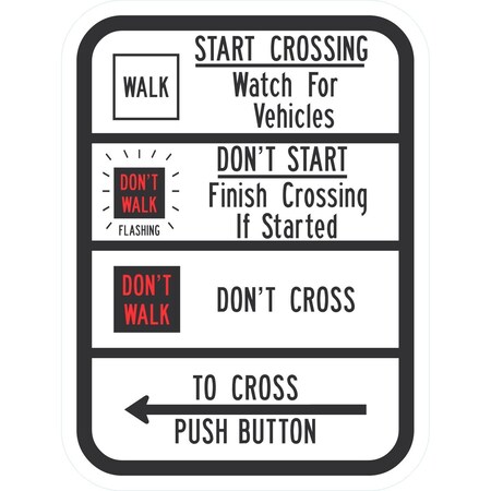 Lyle Start Crossing Watch For Vehicles, (walk/don't walk, 9x12, Engineer Grade, White G-17518-EG_9x12
