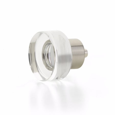 Schaub City Lights Round Disc Glass Knob Satin Nickel Finish 56-15