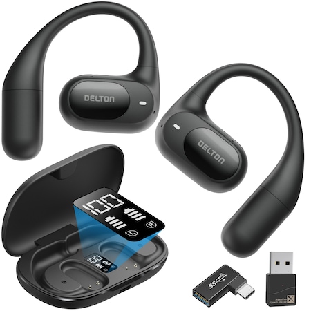Delton Open-Ear Wireless Headset with Charging Case, Black O104