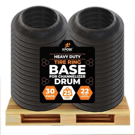 Xpose Safety Bundle of 30 Rubber Tire Ring Base, for Barrels-Drums 25lb, 330PK RTR-22-30-X