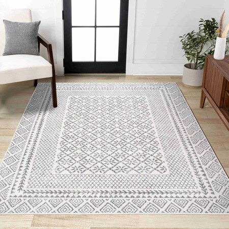 Jonathan Y Athens Modern Geometric Boho Gray/Cream 3 ft. x 5 ft. Area Rug MOH107A-3