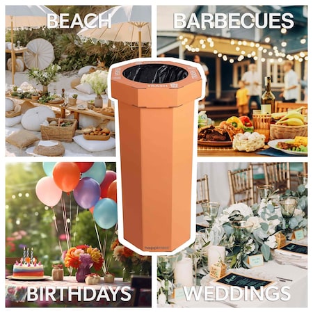 Happimess Fleur 25-Gallon Disposable Corrugated Cardboard Event Trash Can and Recycling Bin, Carrot Cake, 2PK HPM1300B-SET2