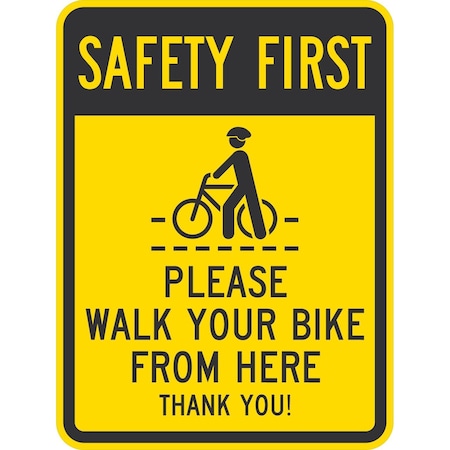 Lyle Please Walk Your Bike From Here, Thank You!, 18x24, Engineer Grade, Yellow G-10200-EG_18x24