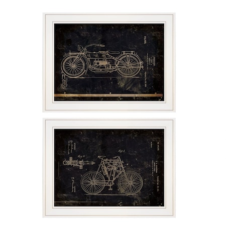 Set Of Two Motor Bike Patent I and II 1 White Framed Print Wall Art, 2PK