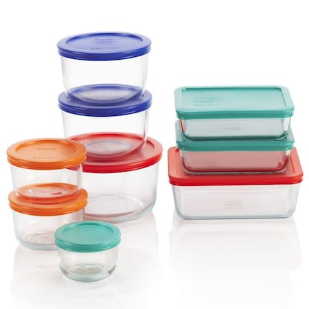 Pyrex Storage Set, Rectangle, Round, Glass/Plastic 1110608
