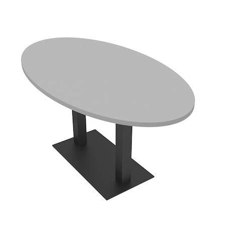 Skutchi Designs Oval Conference Table With Power Unit, 36 in W, 60 in L, Grey HAR-OVL-36X60-DOU.BK-U779-NA