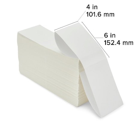 Zebra Zebra Direct Thermal Label, Paper, 4" x 6", Z-Perform 1000D, Fanfold, 2000 labels/stack, 2PK 10015366
