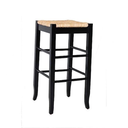 Boraam 29 in. Square Rush Stool - Black 94929