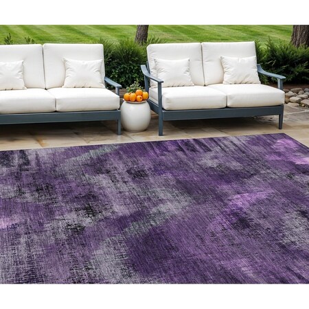 Homeroots 8' X 10' Purple Lavender And Gray Abstract Washable Indoor Outdoor Area Rug 587149
