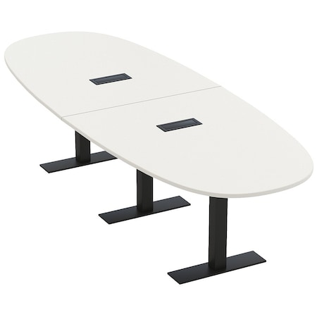 Skutchi Designs 10ft Boval Conference Table With Power | Harmony Series | 10 Person Meeting Room Table HAR-BOVL-48X120-T.BK-W960-EBLK