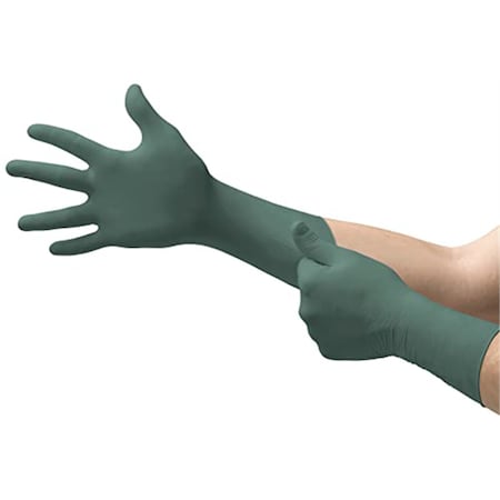 Ansell Dura Flock, Disposable Gloves, 8 mil Palm, Nitrile, Powder-Free, L, 100 PK, Green MFXDFK608L