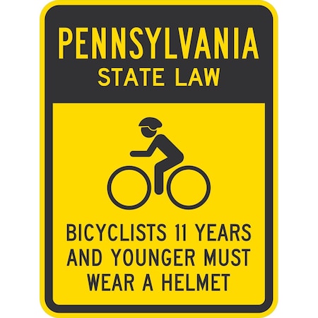 Lyle Bicyclists 11 Years And Younger Must Wear A Helmet (with Cyc, 18x24, Engineer Grade, Yellow G-10197-EG_18x24