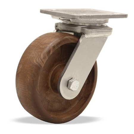 Hamilton Stainless Steel Workhorse Swivel Caster rated up to 475 deg, F 1/2" Roller Bearing, High Heat Grease S-WHS-6HNY