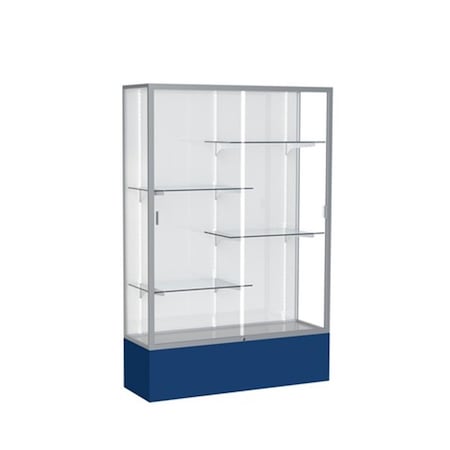 Waddell Spirit 48 x 72 x 16 in. Navy Base Floor Display Case with 4 ft. Length, White Back - Satin 374WB-SN-NY