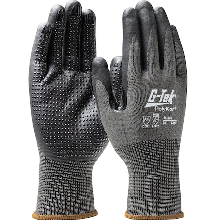G-Tek Seamless Knit Coreless PolyKor Blended Glove w/Foam Nitrile Coated Grip & Micro Dots on Palm, 12PK 42714