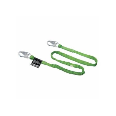 Miller Manyard Shock-Absorbing Lanyard, 6 ft, Anchorage Connection, 2 Snap Hooks, Green 493-216TWLS-Z7/6FTGN