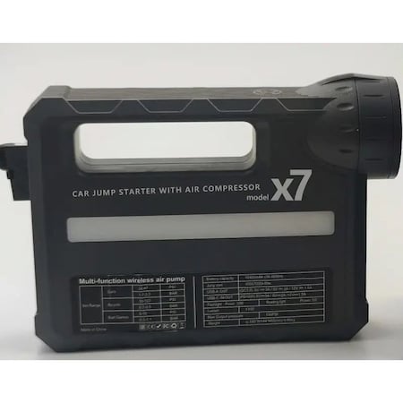 Edendirect 16000mAh 12V Car Jump Starter with Air Compressor, LED Flashlight, Power Bank, 2000A Peak Current IR-MLNJS001