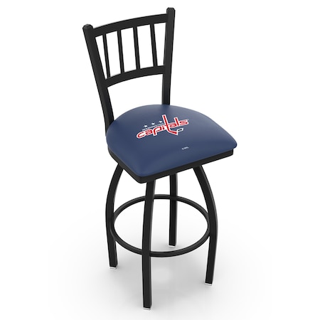 Holland Bar Stool Co 36" Blk Wrinkle Washington Capitals Swivel Bar Stool, Jailhouse Back L01836WshCap