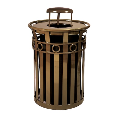 Witt Industries Brown Decorative, Outdoor Waste Receptacle with Rain Cap M3600-R-RC-BN