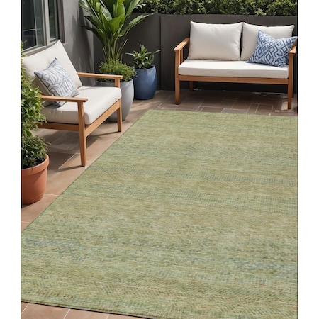 Homeroots 5' X 8' Wheat And Sage Striped Washable Indoor Outdoor Area Rug 615675