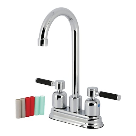 Kingston Brass Double-Handle 4" Centerset High-Arc Bar Faucet, Polished Chrome FB8491DKL