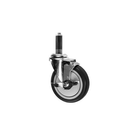 Service Caster 5'' SS Black Poly Swivel 3/4'' Expanding Stem Caster with Brake SCC-SSEX20S514-PPUB-BLK-TLB-34