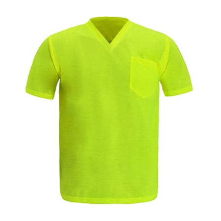 2W International Short Sleeve, X-Large, Lime, V-Neck TSBE115 XL