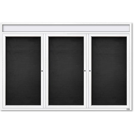 Aarco Enclosed Letter Board Directory w/ Powder Coated White Aluminum Frame, 48''Hx72''W, 3 Doors ADC4872-3W