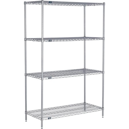 Global Industrial Nexel 4 Shelf, Nexelate Silver Epoxy Wire Shelving Unit, Starter, 54"W x 21"D x 54"H B970063