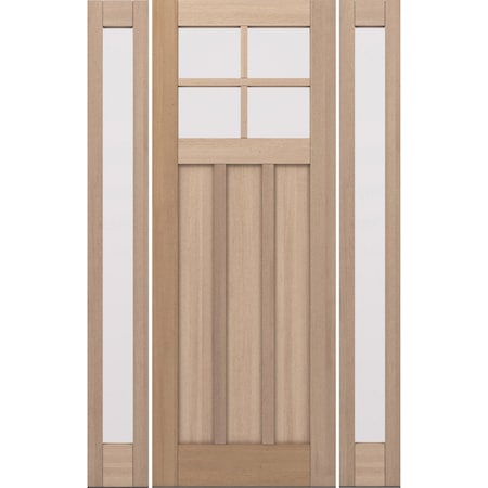 Doornmore CRF-P3G4, 65.25" x 98" ( 36" Door + 2x12" Side) Right Hand, Mahogany SDL 4 Lite Exterior Door CRF-P3G4-SW-3696-G101-SL_1-2_RI