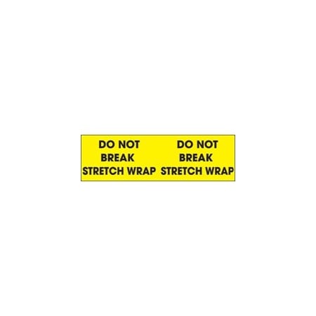 Bubblefast 3 x 10'' - ''Do Not Break Stretch Wrap'' Fluorescent Yellow Labels BFDL1196
