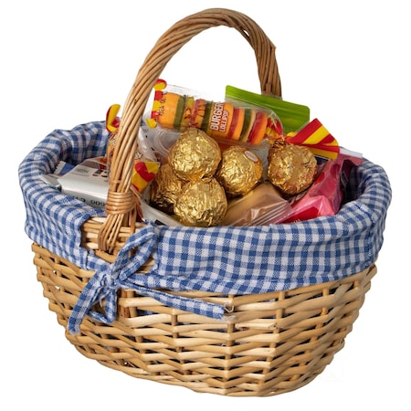 Wickerwise Picnic Basket with Handle and Washable Plaid Liner - Ideal for Outdoor Adventures,  QI004718.S