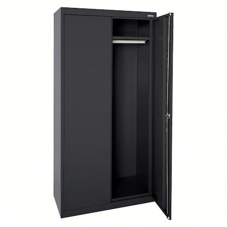 Sandusky Lee Wardrobe Storage Cabinet, 72 in H, 36 in W, 24 in D, Recessed, Keyed, Black, 1 Shelves EAWR362472-09