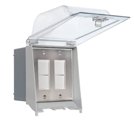 Eurofase Dual Duplex Switch Weatherproof SS Surface Mount And Gang Box EFDOWPS