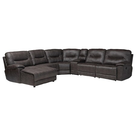 Baxton Studio Mistral 6-Piece Reclining Sectional Sofa with Left-facing Chaise Lounge 270-14631-ZORO
