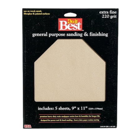 Do It Best General Purpose 9''x11'' 220 Grit Extra Fine Sandpaper, 5PK 330159GA