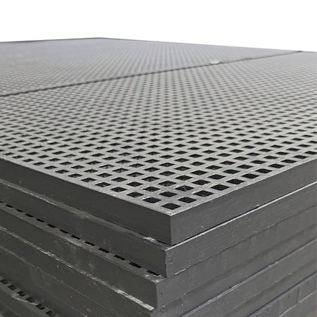 National Grating Molded Mini-Mesh Frp Grating, 4' X 8' X 1" Deep, 3/4" Mesh, Dark Grey, Polyester, Fine Grit, Pg M-1034-408-DGPE-FX