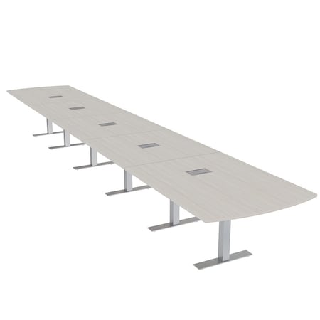 Skutchi Designs 22ft Arc Rectangle Conference Table With Power | Harmony Series | 22 Person Meeting Room Table HAR-AREC-48X264-T-K458-ESIL