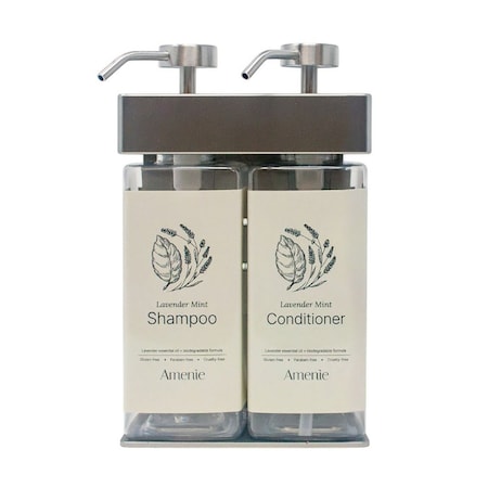 Amenie Lavender Mint SOLera Rectangle 2 Chamber Refillable Dispenser, Satin 39234-R3-C-LAVM