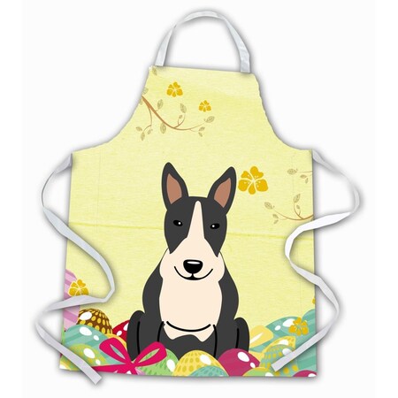 Carolines Treasures Easter Eggs Bull Terrier Black & White Apron BB6133APRON