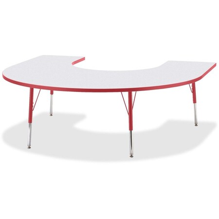 Jonti-Craft Berries Horseshoe Activity Table, 66 in. x 60 in., A-height, Freckled Gray/Red/Gray 6445JCA008