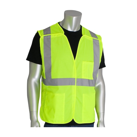 Pip ANSI Type R Class 2 Three Pocket Solid Breakaway Vest 302-5PVLY-L