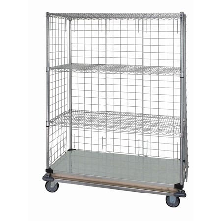 Quantum Storage Systems 4-TIER DB ENCLOSED CART CHROME W/ SOLID BOTTOM & LH 24x48x70in WRDBS4-63-2448EP-LH45C
