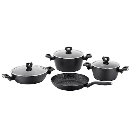 Korkmaz Nora 7 Piece Aluminum Nonstick Cookware Set in Black A2890