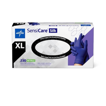 Medline SensiCare Silk Powder-Free Nitrile Exam Gloves, Size XL, 230PK MDS7587H
