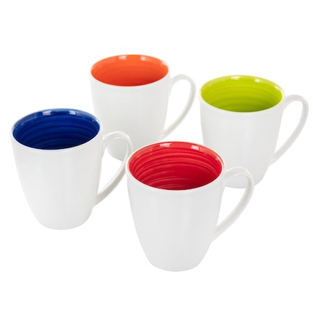 Gibson Home Crenshaw 4 Piece 12 Ounce Ceramic Mug Set in Assorted Colors 127020.04