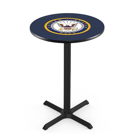 Holland Bar Stool Co 36" Blk Wrinkle U.S. Navy Pub Table, 36" dia. Top L211B3636Navy
