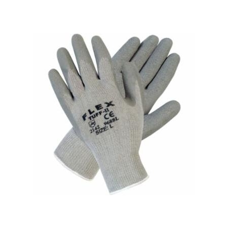 Mcr Safety Flex Tuff-II Latex Coated Gloves, Large, Gray, 12PK 127-9688L