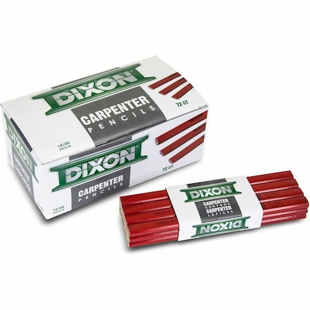Dixon Ticonderoga Carpenter Pencil, BlackRed, 7 in L 14100